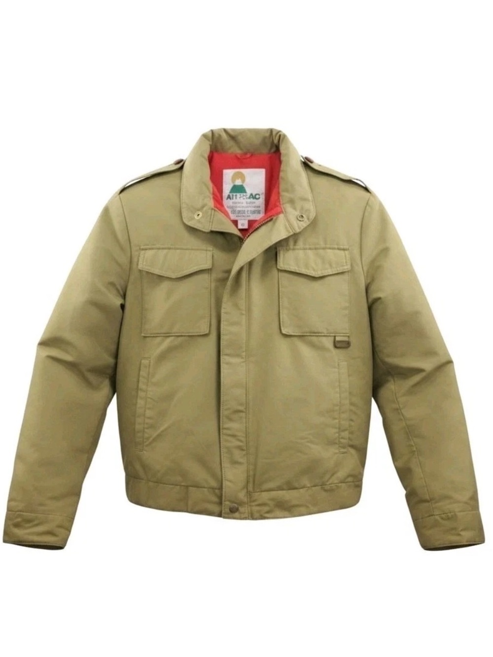 Robert Lewis Jacket Khaki Beige Thermac Insulated Concealed Hood Mens 40 USA VTG